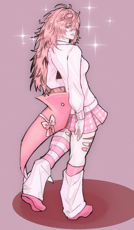 pink shark full render